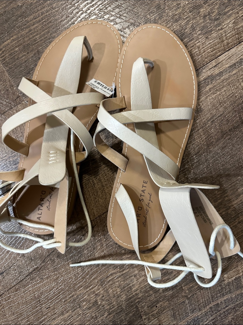 Altar'd State Women’s Beige Strappy Lace-Up Sandals- Size 8.5 US